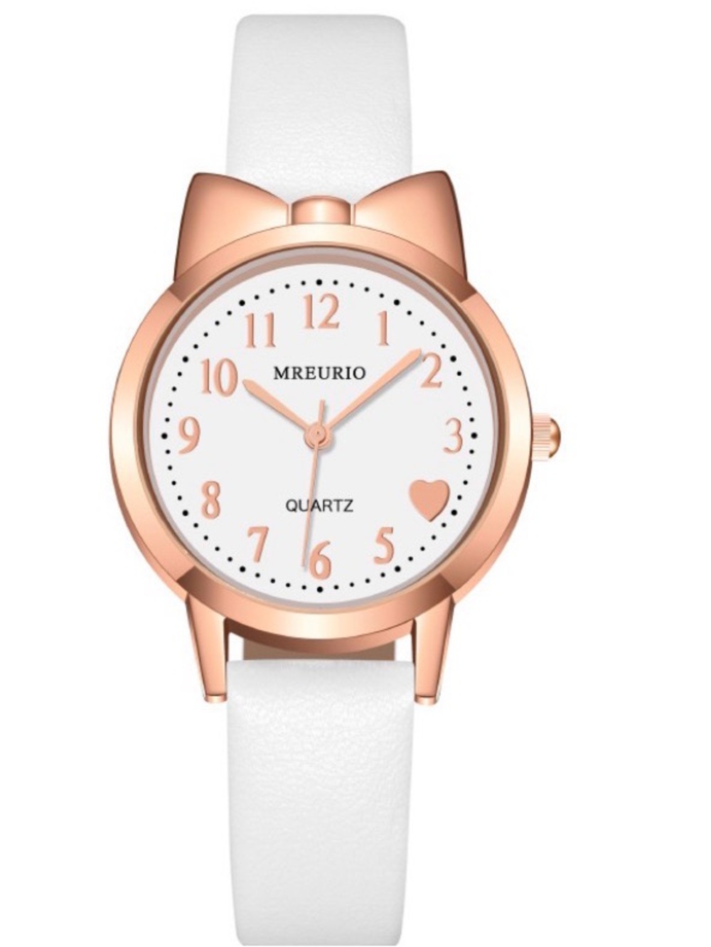 MREURIO Pink Leather Cat Ear Watch- Black or White